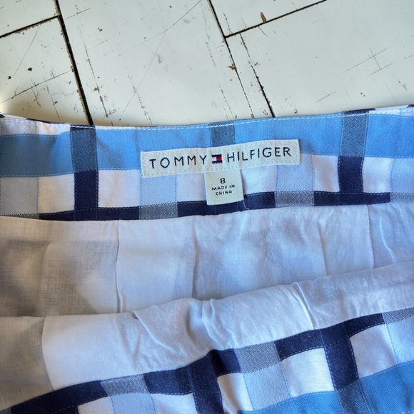Tommy Hilfiger Blue Plaid Crisscross Flare Skirt Y2K Preppy | Medium - Picture 3 of 16